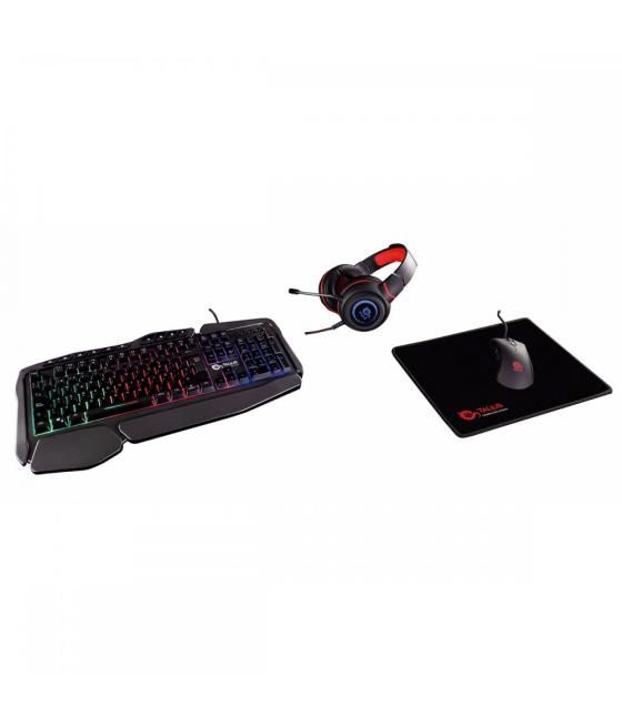 Talius gaming kit v.2 teclado + raton + auriculares + alfombrilla black