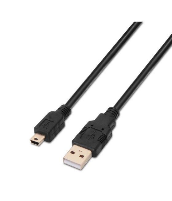 Cable USB 2.0 Aisens A101-0024/ USB Macho - USB Mini Macho/ 1m/ Negro - Imagen 1