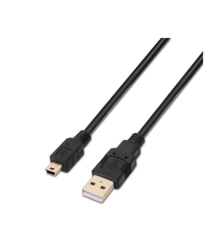Cable USB 2.0 Aisens A101-0024/ USB Macho - USB Mini Macho/ 1m/ Negro - Imagen 1