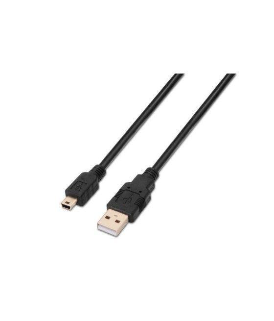 Cable USB 2.0 Aisens A101-0026/ USB Macho - USB Mini Macho/ 3m/ Negro - Imagen 1