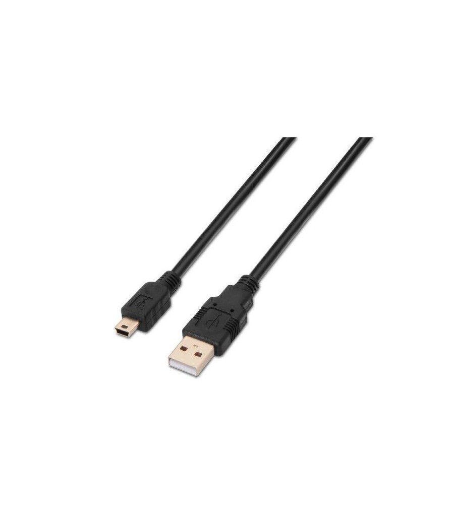 Cable USB 2.0 Aisens A101-0026/ USB Macho - USB Mini Macho/ 3m/ Negro - Imagen 1