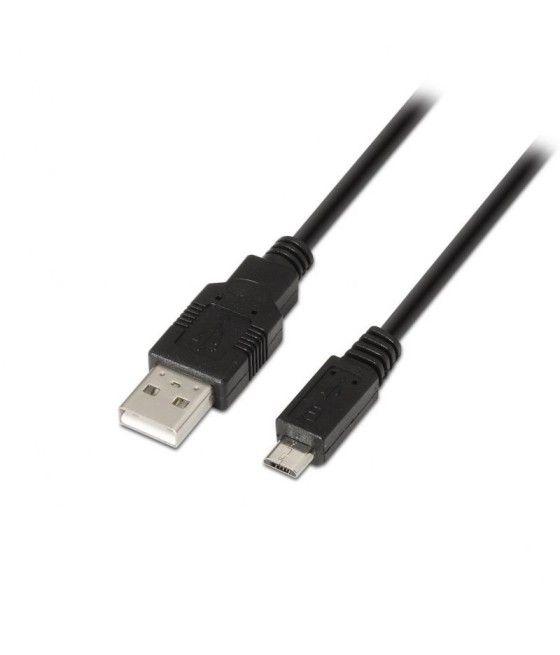 Cable USB 2.0 Aisens A101-0029/ USB Macho - MicroUSB Macho/ 3m/ Negro - Imagen 1