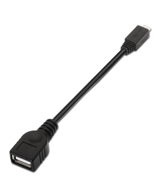 Cable USB 2.0 Aisens A101-0031/ MicroUSB Macho - USB Hembra/ 15cm/ Negro - Imagen 1