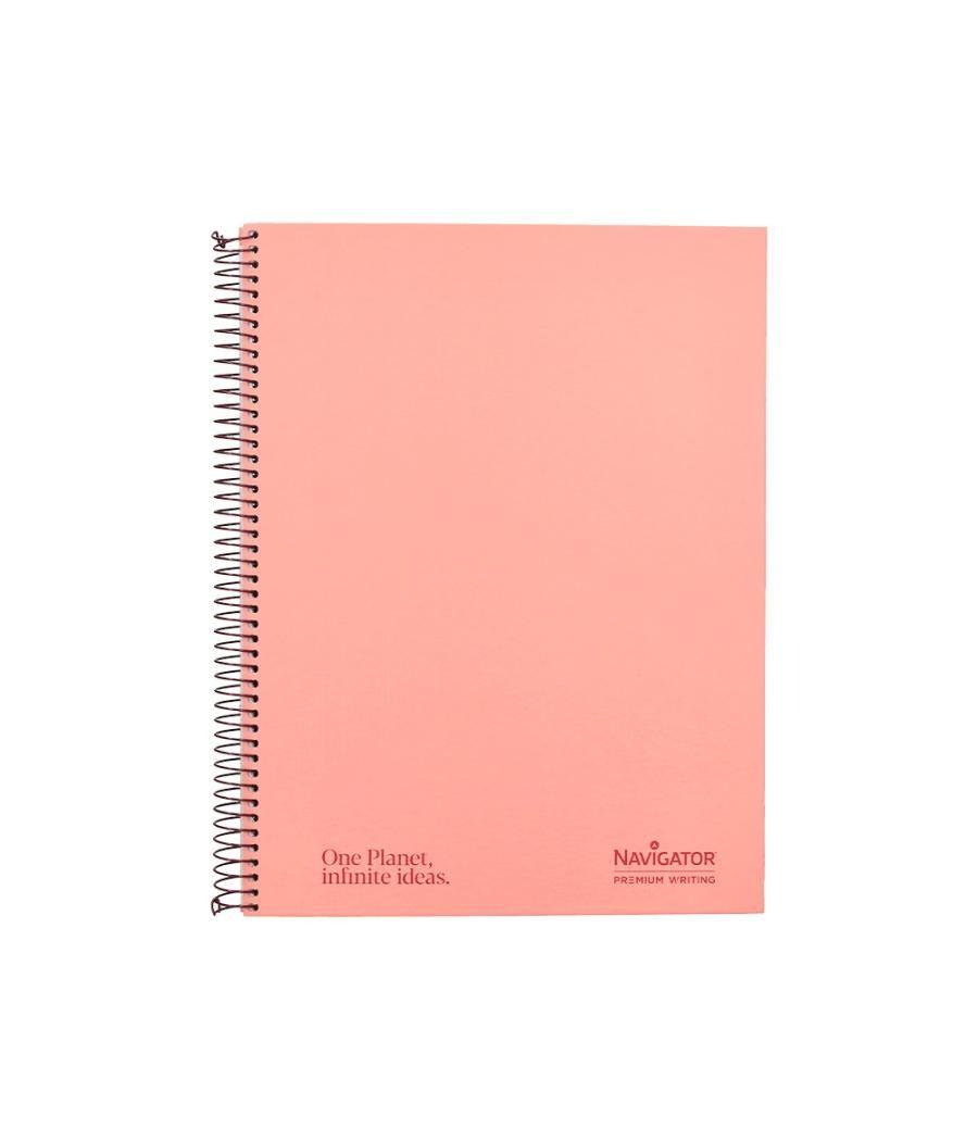 Cuaderno espiral navigator a4 micro a4 tapa forrada 120h 80gr cuadro 5mm 5 bandas 4 taladros color rosa