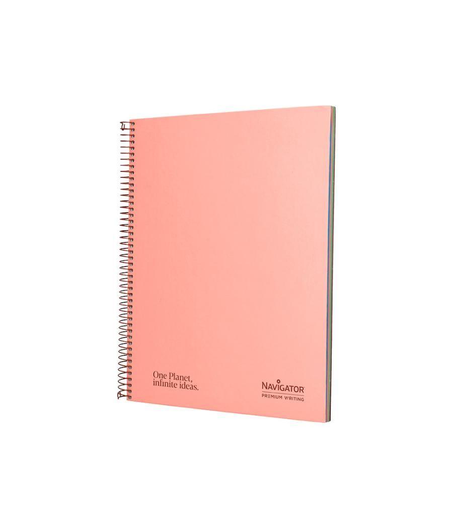 Cuaderno espiral navigator a4 micro a4 tapa forrada 120h 80gr cuadro 5mm 5 bandas 4 taladros color rosa