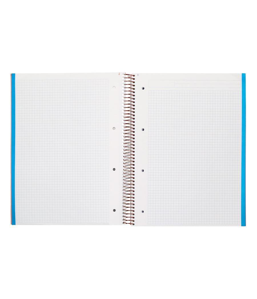 Cuaderno espiral navigator a4 micro a4 tapa forrada 120h 80gr cuadro 5mm 5 bandas 4 taladros color rosa