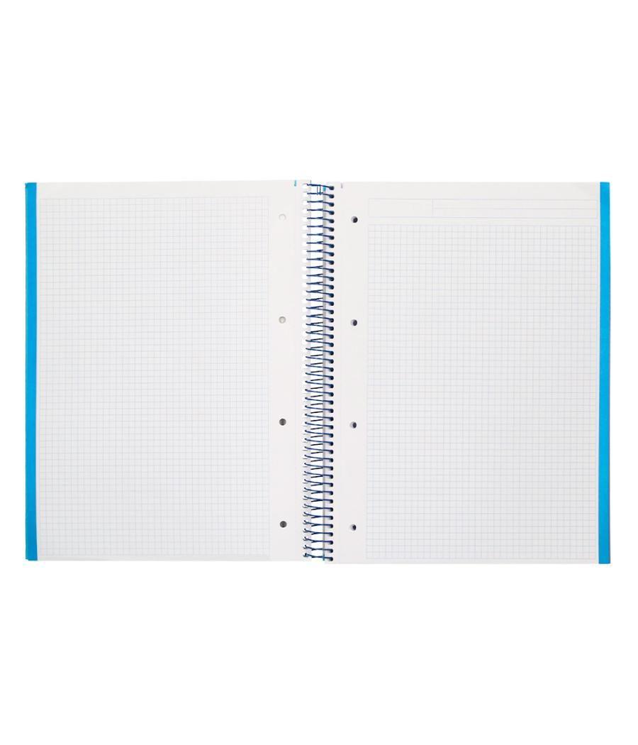 Cuaderno espiral navigator a4 micro a4 tapa forrada 120h 80gr cuadro 5mm 5 bandas 4 taladros color celeste