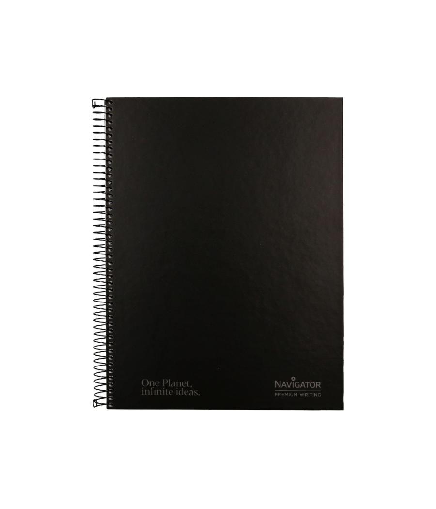 Cuaderno espiral navigator a4 micro tapa forrada 120h 80gr horizontal 5 bandas 4 taladrosnegro