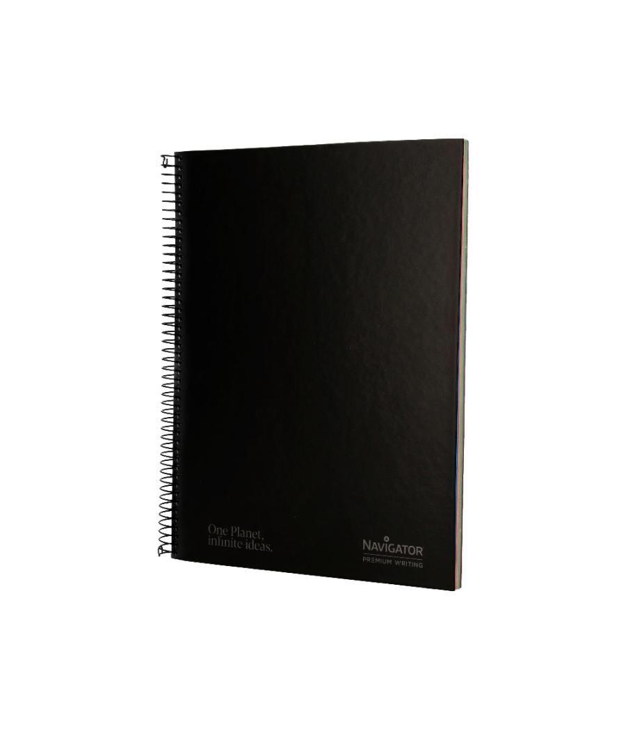 Cuaderno espiral navigator a4 micro tapa forrada 120h 80gr horizontal 5 bandas 4 taladrosnegro