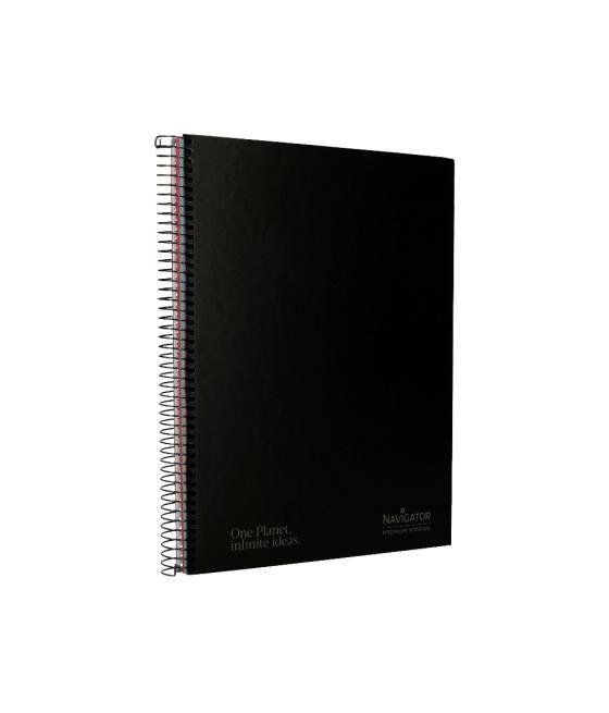 Cuaderno espiral navigator a4 micro tapa forrada 120h 80gr horizontal 5 bandas 4 taladrosnegro