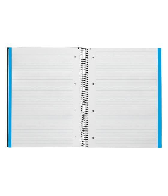 Cuaderno espiral navigator a4 micro tapa forrada 120h 80gr horizontal 5 bandas 4 taladrosnegro