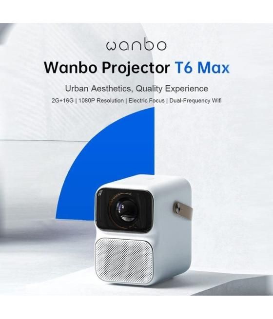 Proyector portátil wanbo t6 max/ 650 lúmenes/ full hd/ hdmi/ bluetooth/ wifi/ blanco