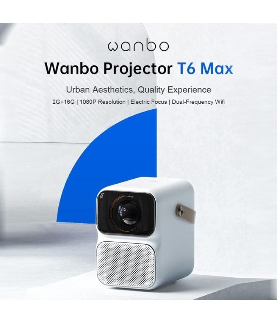 Proyector portátil wanbo t6 max/ 650 lúmenes/ full hd/ hdmi/ bluetooth/ wifi/ blanco