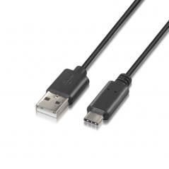 Cable USB 2.0 Aisens A107-0051/ USB Macho - USB Macho/ 1m/ Negro - Imagen 1