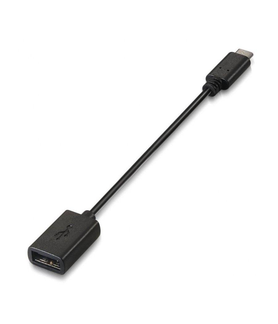 Cable USB 2.0 Aisens A107-0059/ USB Tipo-C Macho - USB Hembra/ 15cm/ Negro - Imagen 1