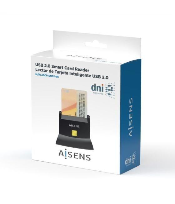 Lector de dni y tarjetas aisens ascr-sn05-bk/ negro