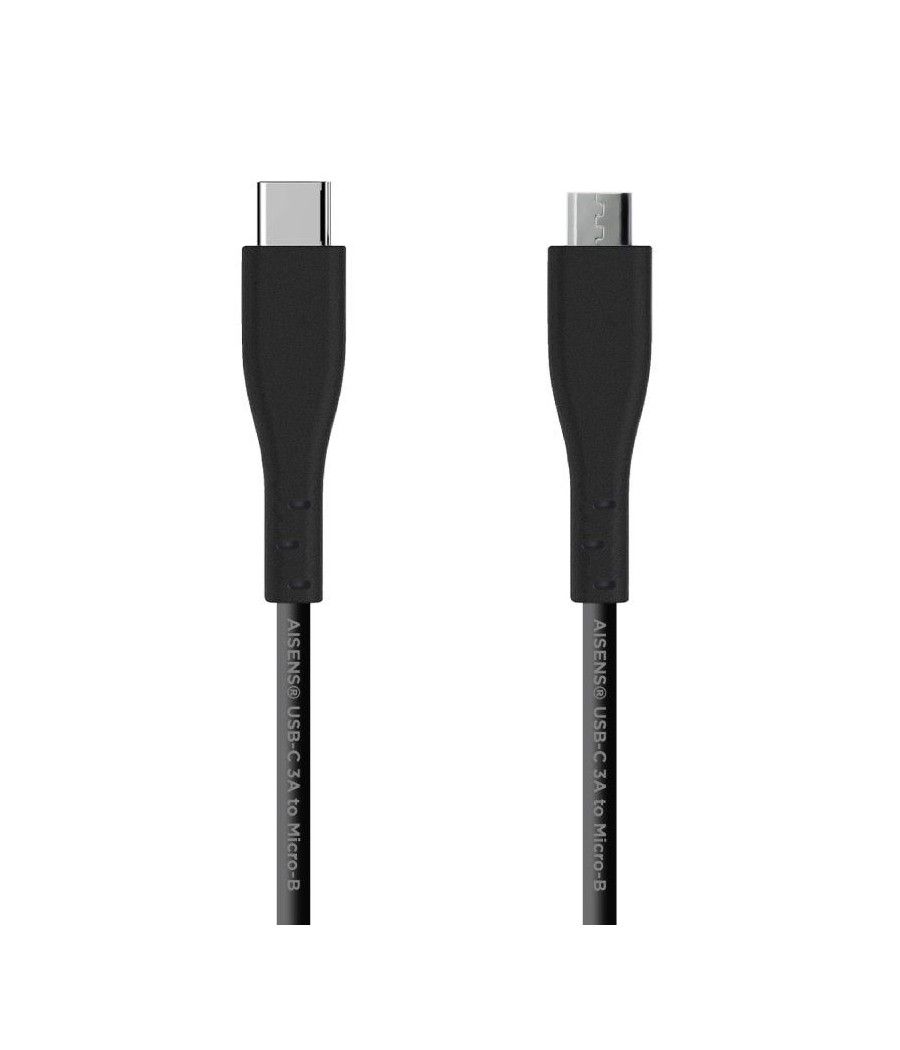 Cable USB 2.0 Aisens A107-0350/ USB Tipo-C Macho - MicroUSB/ 2m/ Negro - Imagen 1