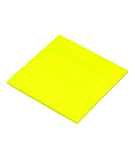 Bloc de notas adhesivas quita y pon q-connect 76x76 mm removible plástico translucido amarillo neon con