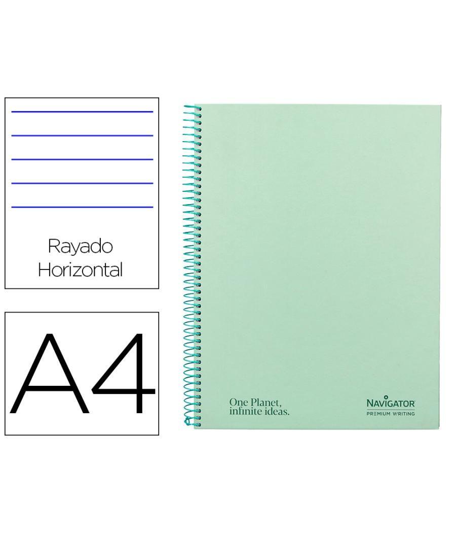 Cuaderno espiral navigator a4 micro tapa forrada 120h 80gr horizontal 5 banda 4 taladros menta