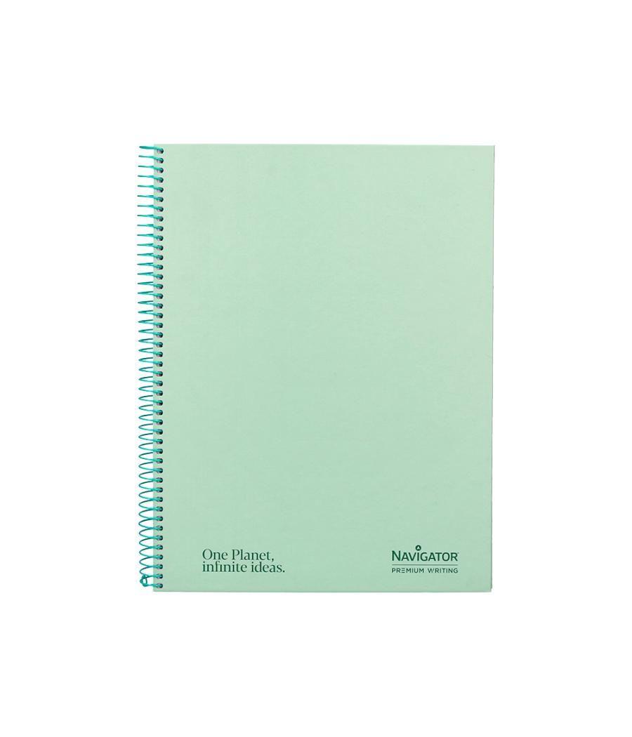 Cuaderno espiral navigator a4 micro tapa forrada 120h 80gr horizontal 5 banda 4 taladros menta