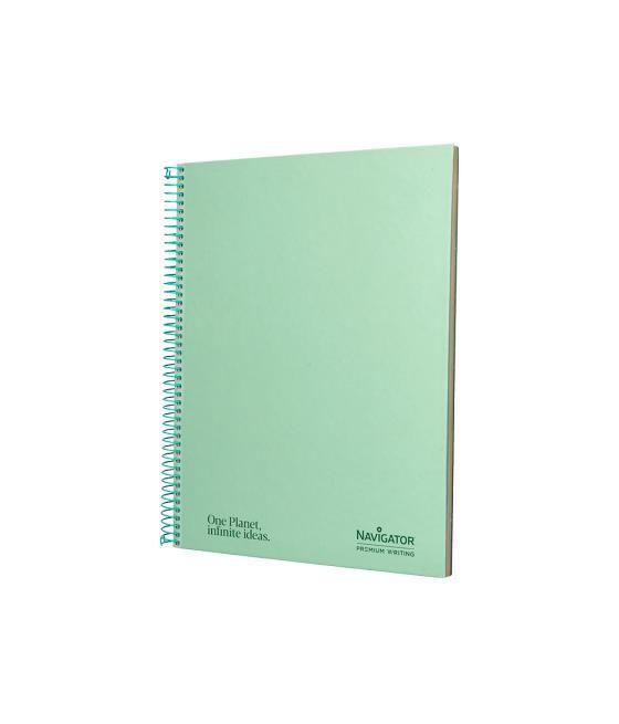 Cuaderno espiral navigator a4 micro tapa forrada 120h 80gr horizontal 5 banda 4 taladros menta