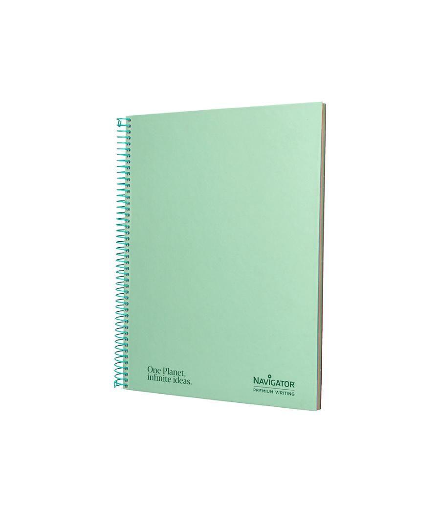 Cuaderno espiral navigator a4 micro tapa forrada 120h 80gr horizontal 5 banda 4 taladros menta