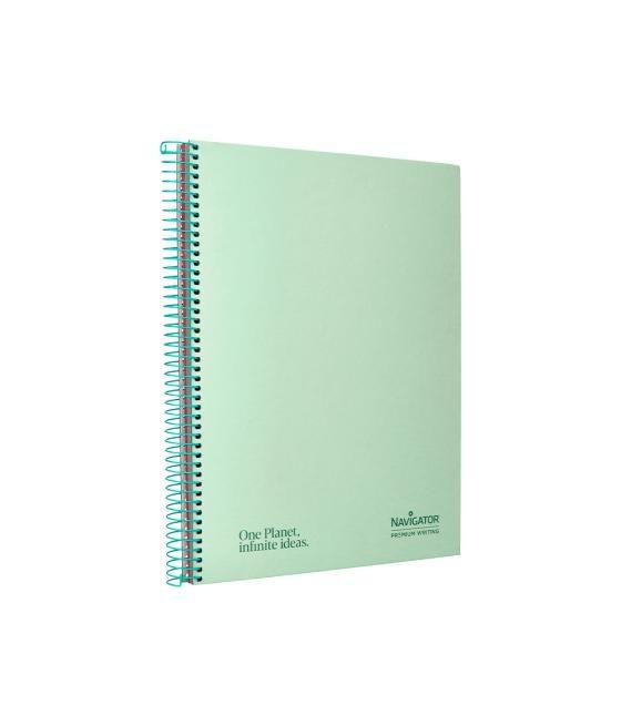 Cuaderno espiral navigator a4 micro tapa forrada 120h 80gr horizontal 5 banda 4 taladros menta