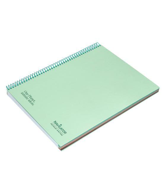 Cuaderno espiral navigator a4 micro tapa forrada 120h 80gr horizontal 5 banda 4 taladros menta