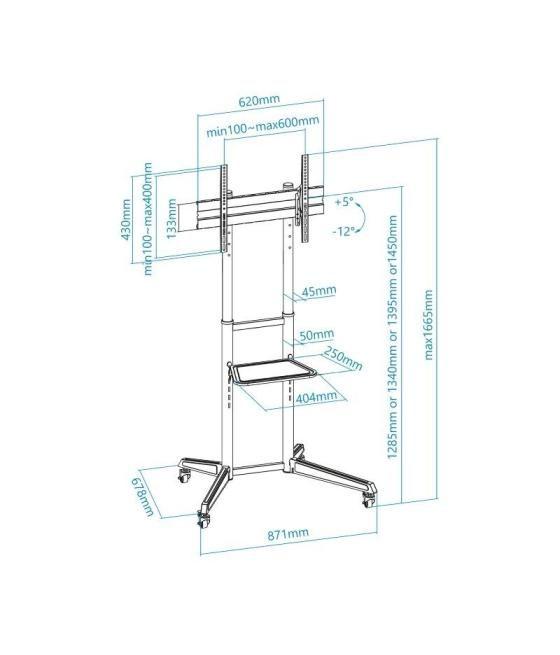 Soporte de pie inclinable con ruedas tooq fs1170m-b para tv de 37-70'/ hasta 50kg