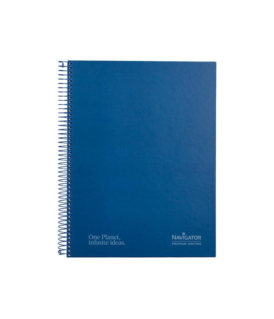 Cuaderno espiral navigator a4 micro tapa forrada 120h 80gr horizontal 5 bandas 4 taladros color azul marino