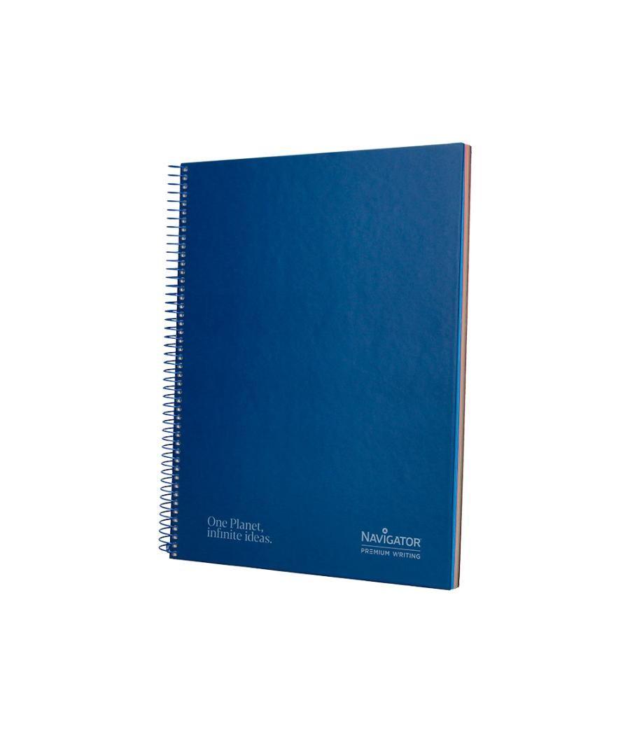 Cuaderno espiral navigator a4 micro tapa forrada 120h 80gr horizontal 5 bandas 4 taladros color azul marino