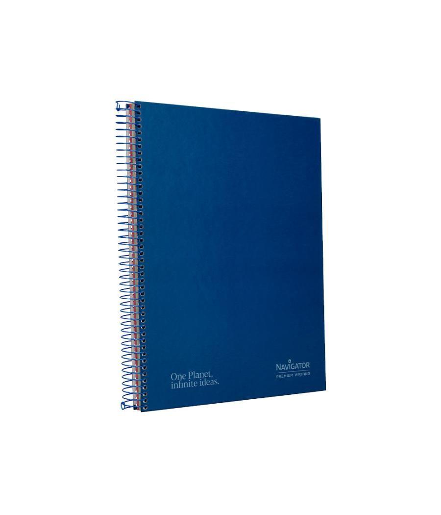 Cuaderno espiral navigator a4 micro tapa forrada 120h 80gr horizontal 5 bandas 4 taladros color azul marino