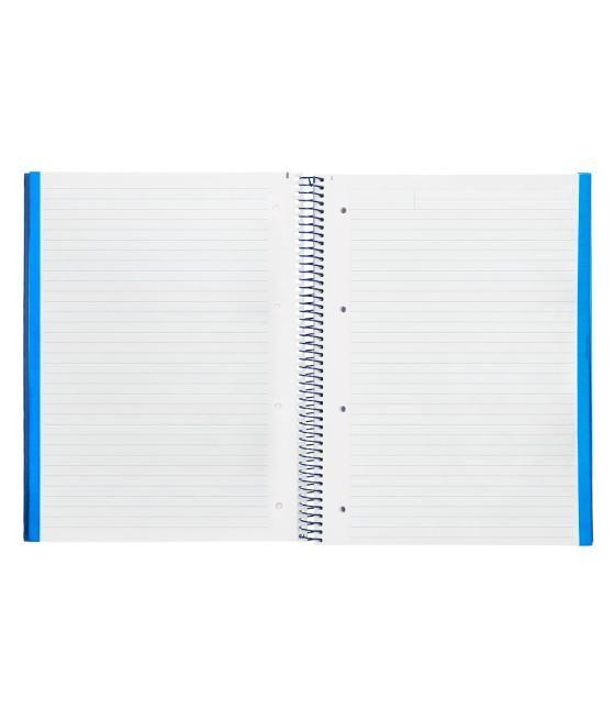 Cuaderno espiral navigator a4 micro tapa forrada 120h 80gr horizontal 5 bandas 4 taladros color azul marino