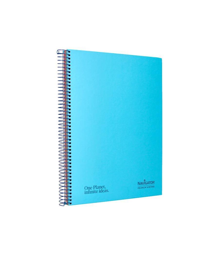 Cuaderno espiral navigator a4 micro tapa forrada 120h 80gr horizontal 5 banda 4 taladros celeste