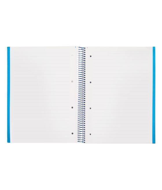 Cuaderno espiral navigator a4 micro tapa forrada 120h 80gr horizontal 5 banda 4 taladros celeste