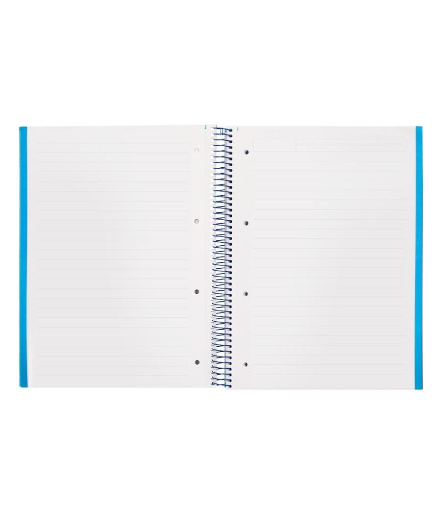 Cuaderno espiral navigator a4 micro tapa forrada 120h 80gr horizontal 5 banda 4 taladros celeste