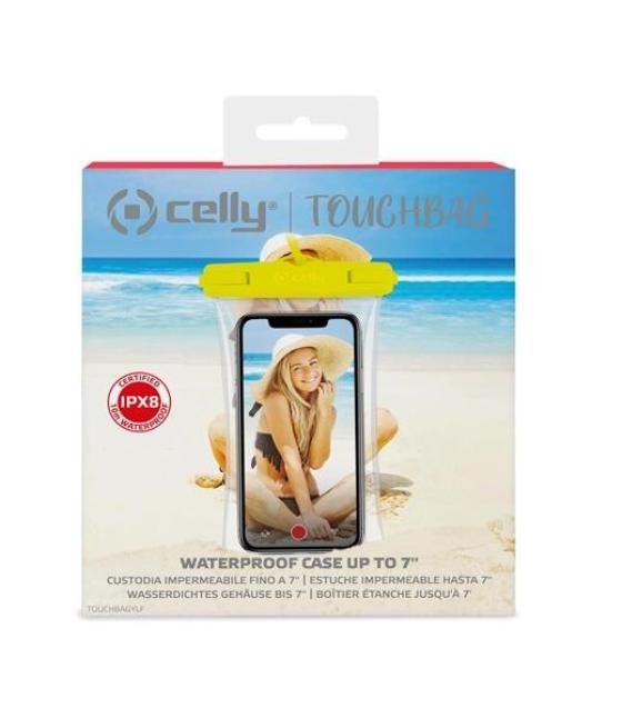 Celly bolsa acuatica para móvil hasta 7" transparente amarillo