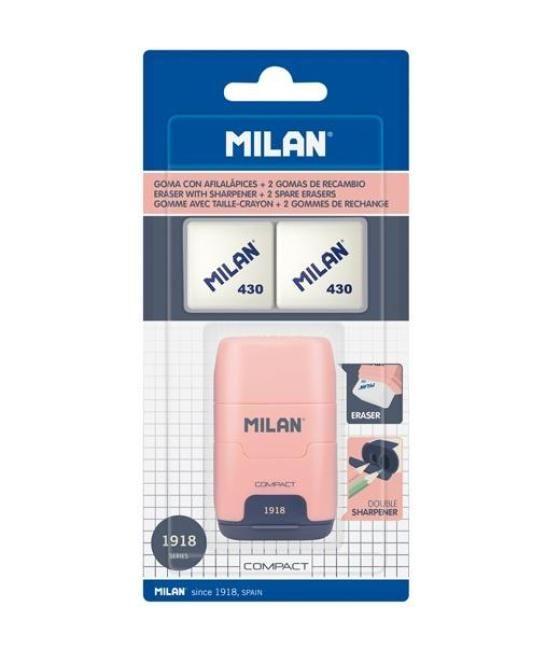 Milan afilaborra compact serie 1918 + 2 gomas de recambio blíster rosa