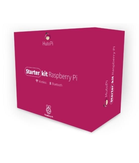 Hutopi raspberry pi kit 4gb - raspberry pi 4 2gb - caja negra - fuente de alimentación - 32gb sd - 4 x disipador - cable minihdm
