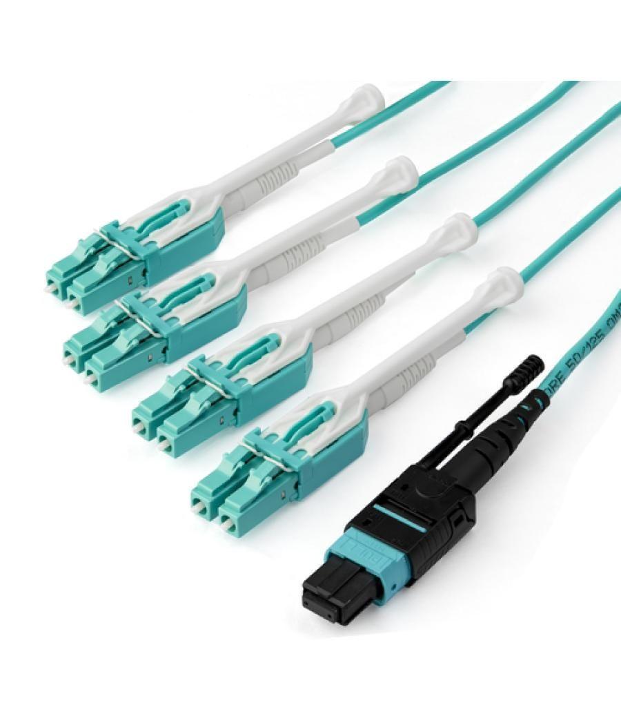 StarTech.com MPO8LCPL3M cable de fibra optica 3 m MPO/MTP 8x LC OM3 Color aguamarina