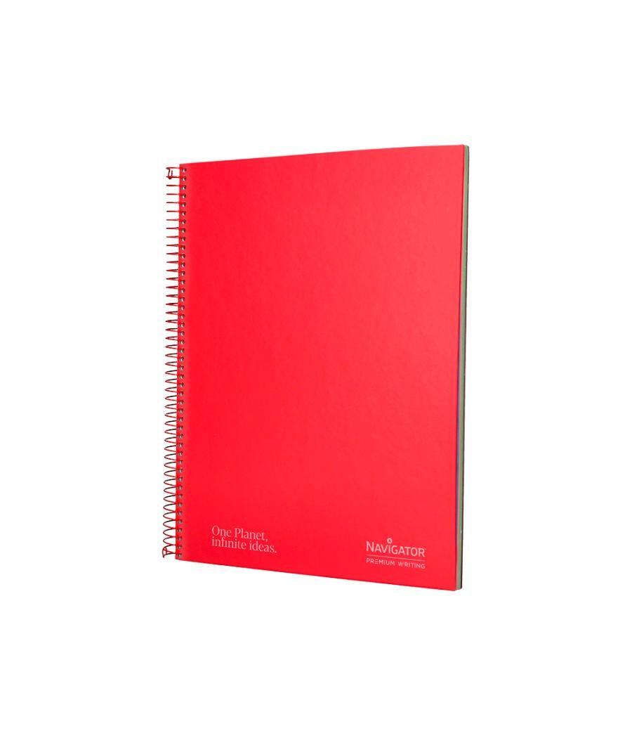 Cuaderno espiral navigator a4 micro tapa forrada 120h 80gr horizontal 5 bandas 4 taladros color rojo