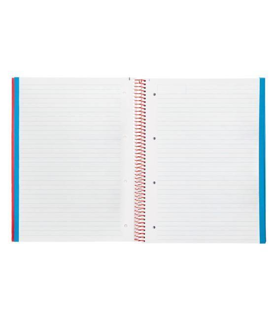 Cuaderno espiral navigator a4 micro tapa forrada 120h 80gr horizontal 5 bandas 4 taladros color rojo