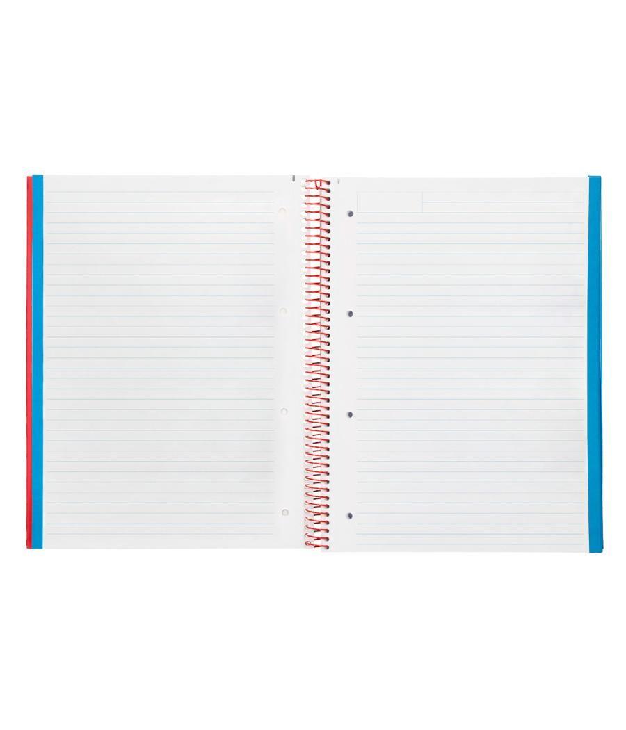 Cuaderno espiral navigator a4 micro tapa forrada 120h 80gr horizontal 5 bandas 4 taladros color rojo