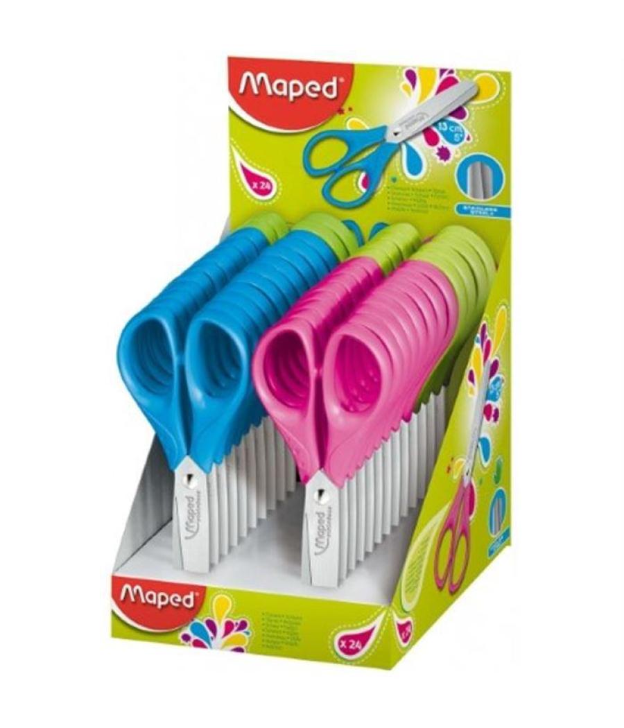 Maped tijeras escolares essentials 13cm simétricas c/surtidos caja expositora de 24u