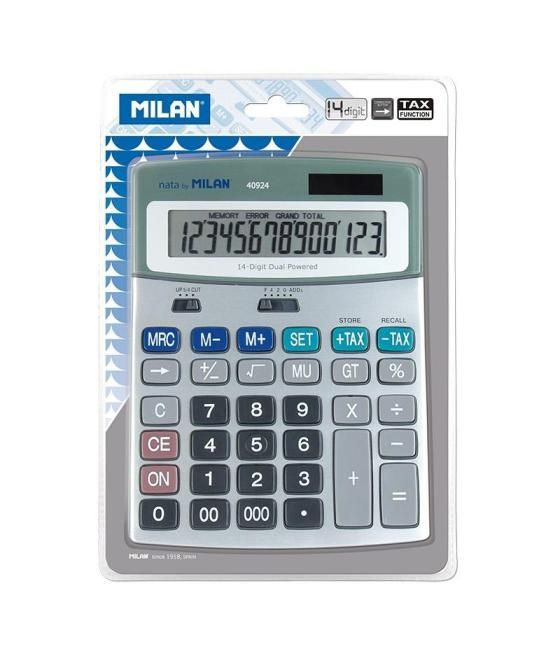 Milan calculadora metálica 14 digitos dual blister