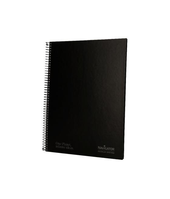 Cuaderno espiral navigator a4 micro tapa forrada 80h 80gr horizontal 1 banda color negro