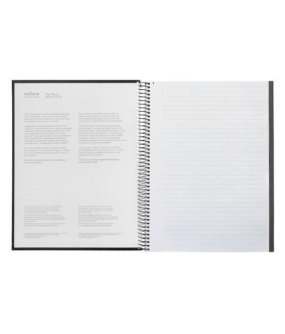 Cuaderno espiral navigator a4 micro tapa forrada 80h 80gr horizontal 1 banda color negro