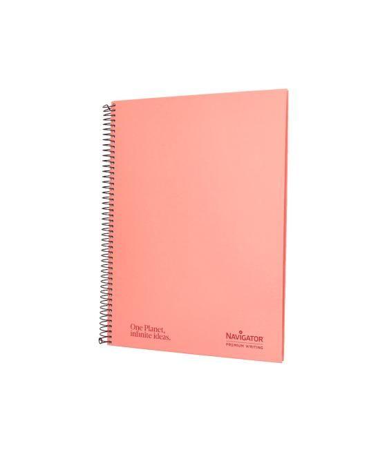 Cuaderno espiral navigator a4 micro tapa forrada 80h 80gr horizontal 1 banda color coral