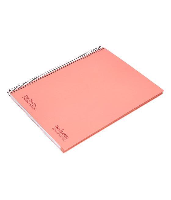 Cuaderno espiral navigator a4 micro tapa forrada 80h 80gr horizontal 1 banda color coral