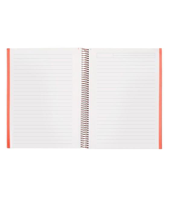 Cuaderno espiral navigator a4 micro tapa forrada 80h 80gr horizontal 1 banda color coral